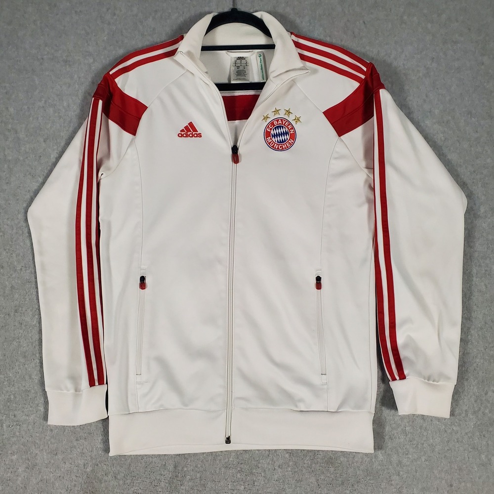 Adidas FC Bayern Munich Track Jacket White Red Climalite Soccer Mens Small